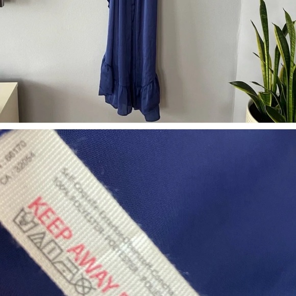 Intimately Free People All My Love Blue Shine Wrap Midi Ruffle Slip Dress - Picture 9 of 9